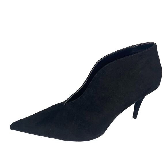Zara Black Suede Stiletto Booties Pointy Closed Toe Size 40 or 9 Dressy Classic - Picture 1 of 14